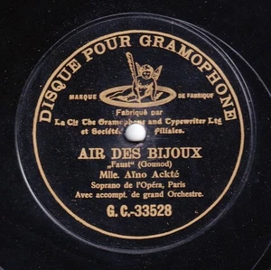 Ackté. Gounod (Faust - air des bijoux). G&T 33528 (10"). VG+ - Picture 1 of 1