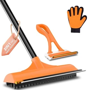 3 in 1 Multi-Surface Pet Hair Removal Tool Kit - Reusable Carpet Rake w 58''A... - Picture 1 of 8