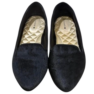Birdies Blackbird Womens Black Calf Hair Slip On Almond Toe Loafer - Size 9 - Picture 1 of 11