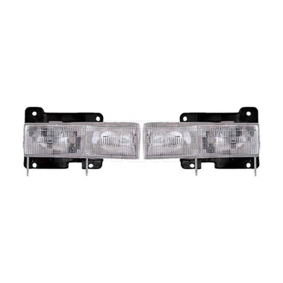 For GMC C3500HD 2001 2002 Headlights Driver and Passenger Side | Pair Clear Lens - Image 1 of 4