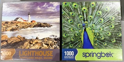 2 Springbok 1000 шт. головоломка глаза цвета павлин и маяк Portlan голова Мэн - Изображение 1 из 2