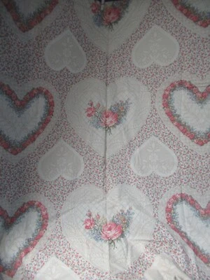 VTG  Joan Kessler FOR Concord Calico  Hearts  Cotton Fabric RARE  SBTY X 44"W - Image 1 of 4