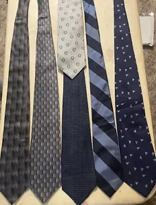 Designer Silk Tie Lot Of 6 DKNY Oscar De La Renta Jasper Alfani Claiborne Blues - Picture 1 of 6