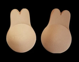 Elaborate Plunge Strapless Stick-On Bra Nipple Covers One Size BEIGE NUDE - Picture 1 of 12