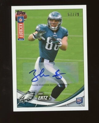 2013 TOPPS KICKOFF ZACH ERTZ KICKOFF AUTO #31 57/79 SP ROOKIE RARE - Image 1 of 2