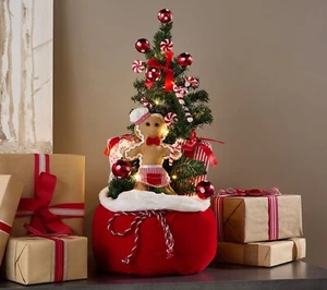 Velvet Santa Sack with Lit Tree and Gingerbread by Valerie in Gingerbread - Bild 1 von 1