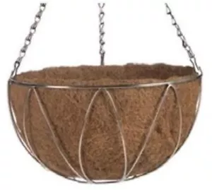 High Quality 30cm Traditional Wire Round Hanging Basket Planter with Coco Liner - Picture 1 of 2