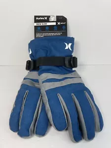 Hurley Men’s Heat Block Party Snow Ski Snowboarding Gloves Size S/M Blue Grey - Picture 1 of 9