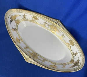 Antique Noritake - 1912 Gold Embellished Oval Relish Dish Bowl Light Blue Mark - Picture 1 of 10