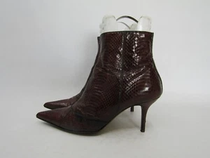 Dolce Gabbana Womens Sz 40 EUR Brown Leather Snakeskin Zip Ankle High Heels - Picture 1 of 11