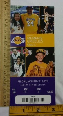 Los Angeles Lakers v Grizzlies 1/2/2015 boleto de juego 8 Kobe Bryant Jeremy Lin 20p Foto 1 de 2