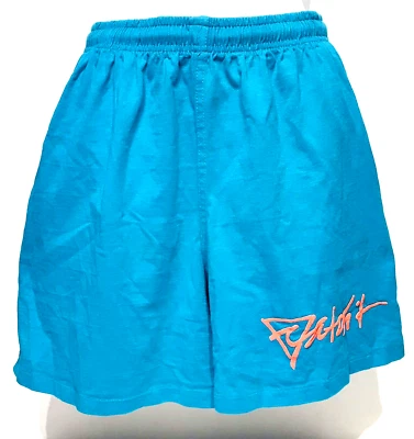 Vintage 90s Catch It  Made in the USA Turquoise  Cotton Drawstring Shorts Size L - Image 1 of 4