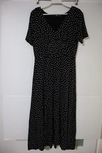 Sportsgirl black/white polka dot v neck stretch midi dress size S - Picture 1 of 2