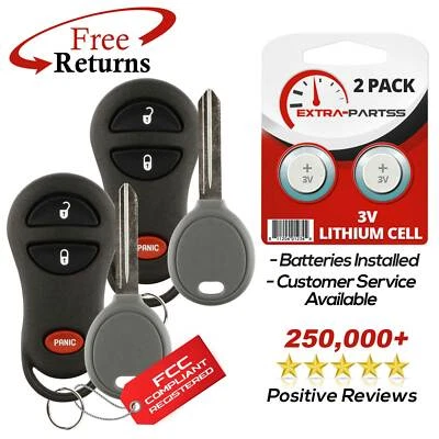 2 For 1999 2000 2001 2002 2003 2004 Jeep Grand Cherokee Remote Fob + Key - Image 1 of 4