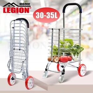 Shopping Cart Foldable Trolley Basket Rolling Folding Grocery Luggage Portable - Picture 1 of 5