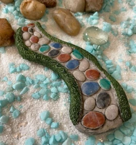 Fairy Garden Forest Gnome Cobblestone Walkway with Grass Path Pathway Sidewalk  - Picture 1 of 1