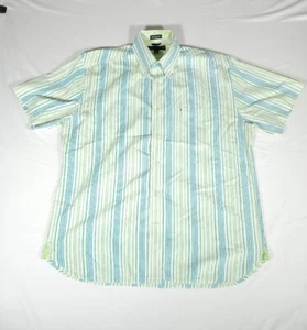 Tommy Hilfiger 80s 2 ply Fabric Button Up Shirt Adult L/G Striped Short Sleeve - Picture 1 of 12