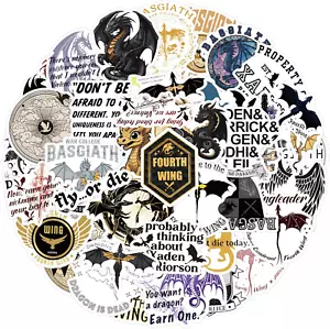 Fourth Wing Stickers for Water Bottle, 50Pcs Cool Dragon Game Movie Stickers - Picture 1 of 12