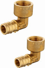 2-Pack Efield Pex A Expansion Brass Fittings 1/2"X 1/2" Npt Female Elbow For