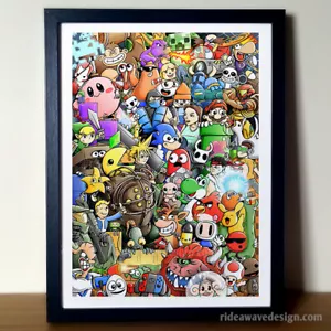 Video Game Print, Game Characters Art Print, Xbox, Nintendo, Playstation - Picture 1 of 2