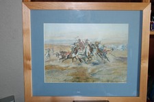 C.M. Russell "The Trigg" art print 15 1/2 x 11 1/14 Framed western cowboys