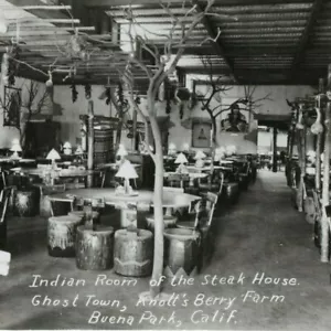 1920s Knott's Berry Farm Indian Room Steakhouse Ghost Town RPPC Interior View - Picture 1 of 3
