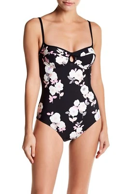 Traje de baño con aros KATE SPADE New York estampado floral PEQUEÑO ($150) NUEVO CON ETIQUETAS negro 1 pieza Foto 1 de 2