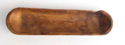 HAND CARVED WOODEN BAGUETTE TRENCH BOWL RUSTIC TRENCHER BREAD BOWL 19" - Image 1 of 4
