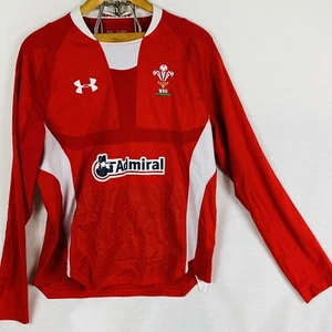 Wales Rugby Union WRU Home Shirt LS Red Jersey Kit Under Armour Men's Size MD - Picture 1 of 12