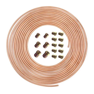 US 25 Foot Roll Coil 3/16" OD Copper Nickel Brake Line Tubing w/16 Fittings Part - Picture 1 of 14