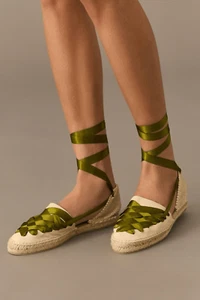 Anthropologie Castaner Juana espadrillas nastro verde 40 NUOVE - Foto 1 di 10