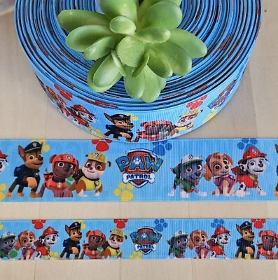 7/8 & 1.5" (1 YD) Paw Patrol Ribbon Rubble Zuma Skye Rocky Marshall Chase - Image 1 of 2