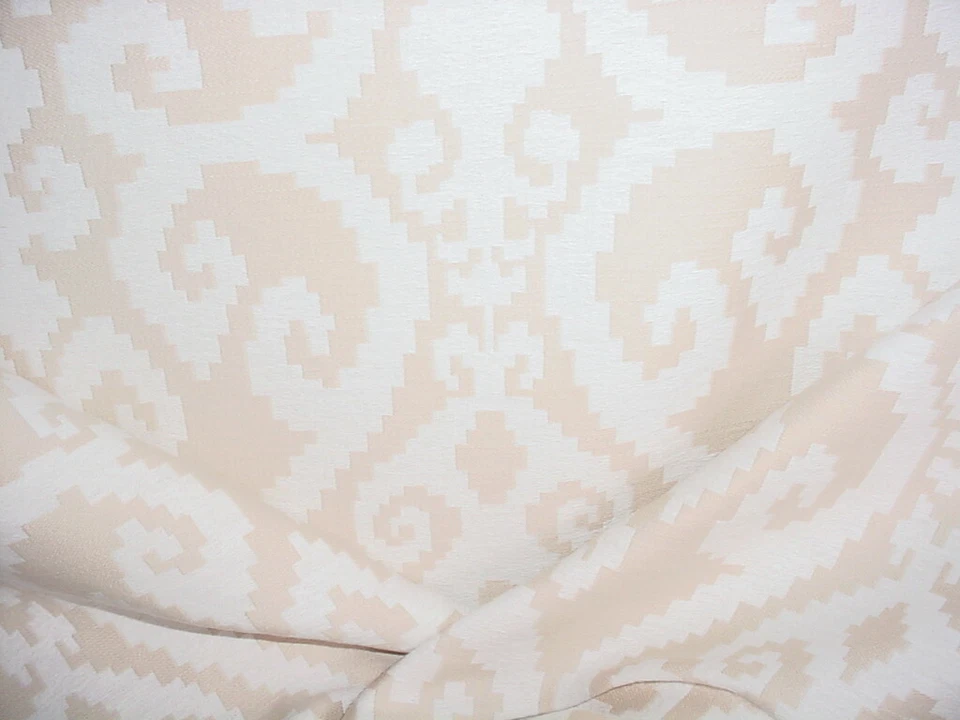 10-1/8Y Clarke & Clarke F0532 Malika Ivory Biege Ikat Upholstery Fabric - Image 1 of 4