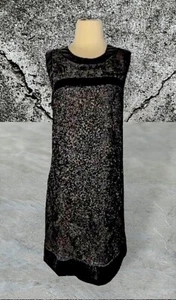 FRENCH CONNECTION $218 Solid Black Dress TEXTURED Sleeveless JACQUARD Women's 8 - Picture 1 of 16