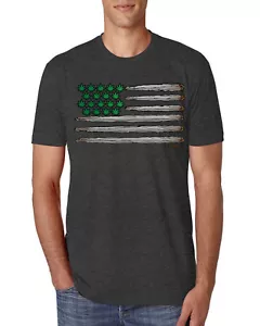 T-shirt uomo Weed bandiera degli Stati Uniti Premium Tri Blend - Foto 1 di 8