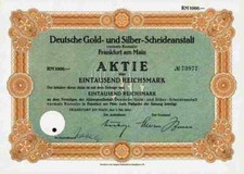 Deutsche Gold Silber Scheideanstalt Roessler DEGUSSA 1942 Frankfurt Hanau 1000 M