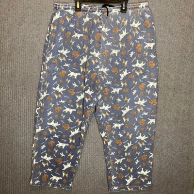 Cortina Pajama Pants Mens Large Blue Vintage All Over Dog Print Cute Colorful 90 - Image 1 of 4