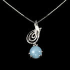 Round Aquamarine 7mm Gemstone 925 Sterling Silver Jewelry Necklace 18 Inches