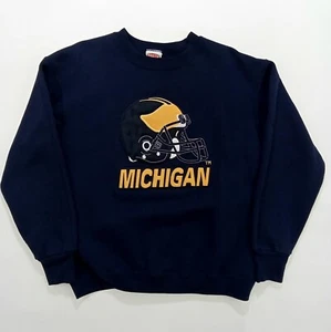 Vintage 90s Nutmeg Mills Michigan Wolverines Embroidered Men's Crewneck Sweater - Picture 1 of 5