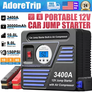 3400Amp Car Jump Starter Power Bank 30000mAh Battery With 150PSI Air Compressor - Picture 1 of 12