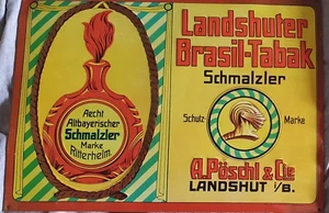Blech- Werbeschild Landshuter Brasil-Tabak A.Pöschl & Cie um 1930 - Bild 1 von 11