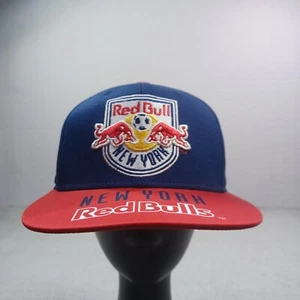 New York Red Bulls MLS Hat Mens Navy Blue Adidas Snapback Red Brim NY Spell Out - Picture 1 of 10