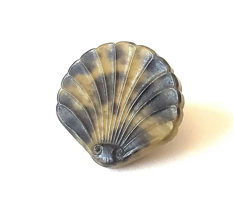 Small Shell Shape Realistic Vegetable Ivory or Composition Antique Button 1/2" Cover