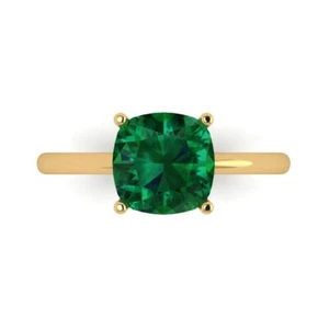 2.5 tcw Cushion Cut Engagement Ring 14K Yellow Gold Emerald Promise Ring - Picture 1 of 11