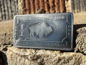 1 Troy ounce/oz .999 Pure Titanium Metal USA American Buffalo Bullion Ingot bar - Picture 1 of 24