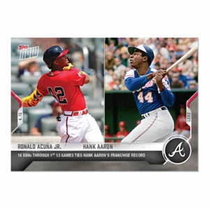 Ronald Acuña Jr. / Hank Aaron - 2021 MLB TOPPS NOW Card 81 14XBH ties Record - Picture 1 of 2