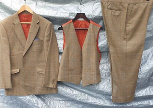 Traje Brook Taverner 3 Piezas 42R Chaqueta 40 Pantalones A Medida 100% Lana - Imagen 1 de 15