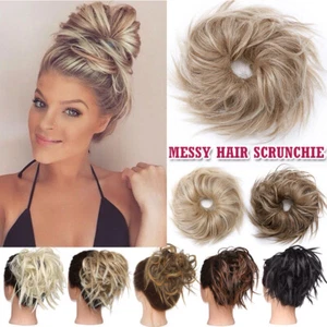 Best X-LARGE Messy Bun Hair Piece Scrunchie Top Hair Extension Ponytail as Human - Picture 1 of 31