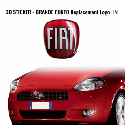 Adesivo Fiat 3D Ricambio Logo per Grande Punto Anteriore + Posteriore - Immagine 1 di 3