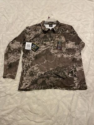 Mens Realtree 1/4 Zip Small Scent Control WAV3X Camo Long Sleeve Pullover - Image 1 of 4